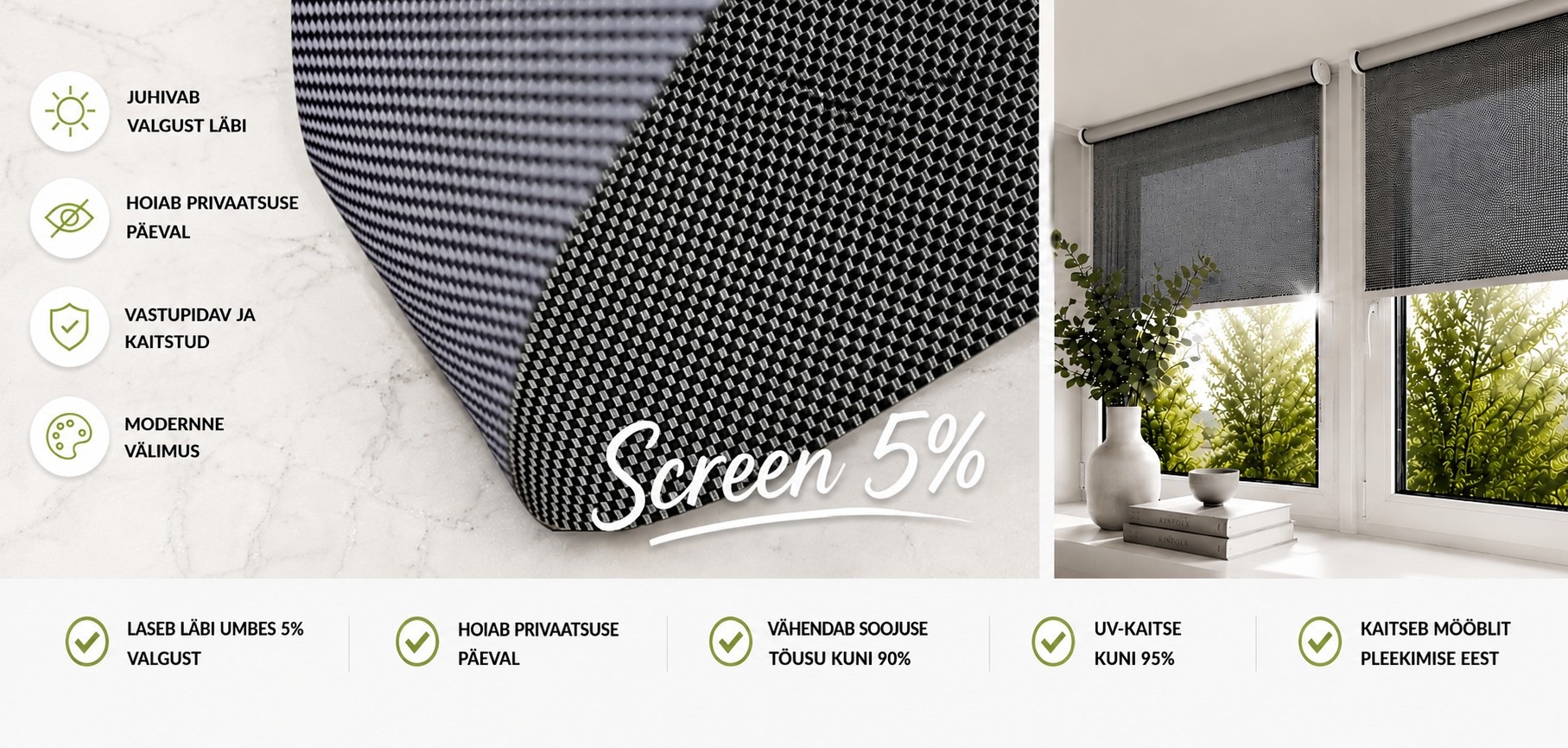 Screen päikesekaitsekangad Screen päikesekaitsekangad