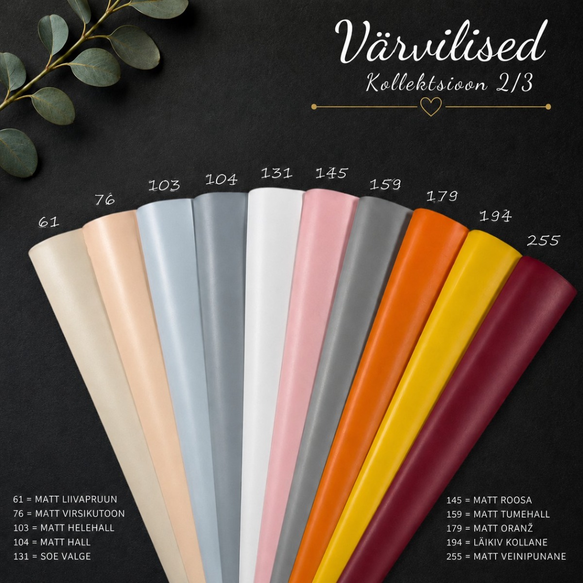 Värvilised 25 mm ribakardinad – pinnale paigaldatav standardmudel